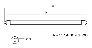 T8_dimensions_15 Светодиодная лампа Opta PW0058-1,5м Купить с доставкой по Украине