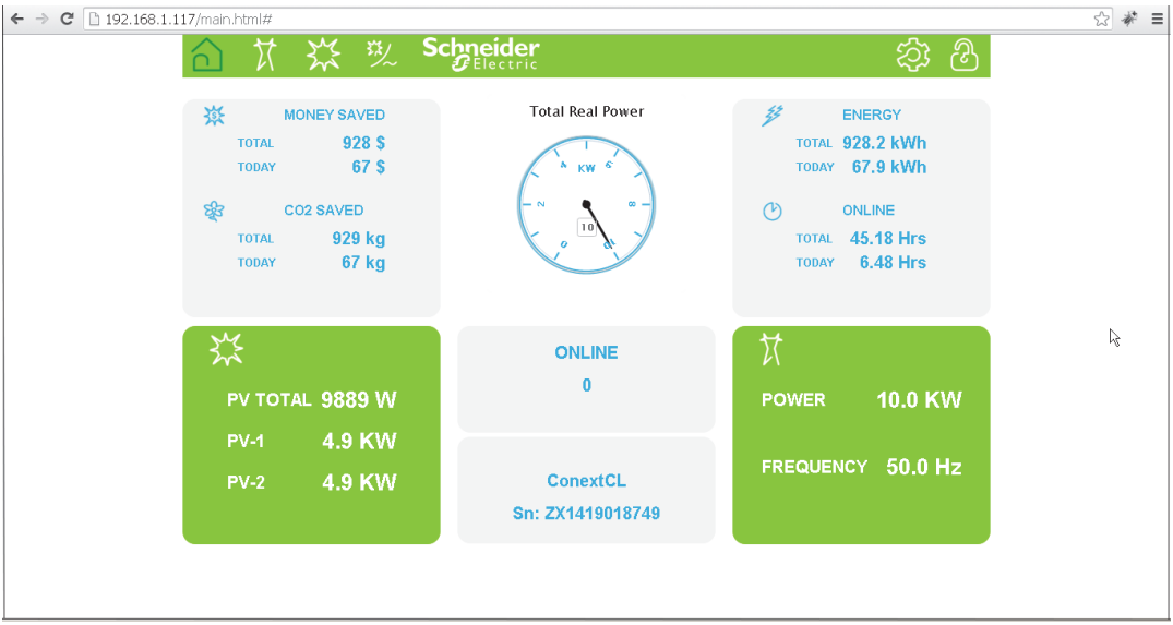 conext_web-interface Инвертор Сетевой Schneider Electric Conext CL25000 E Купить по цене 0,00 грн в Украине