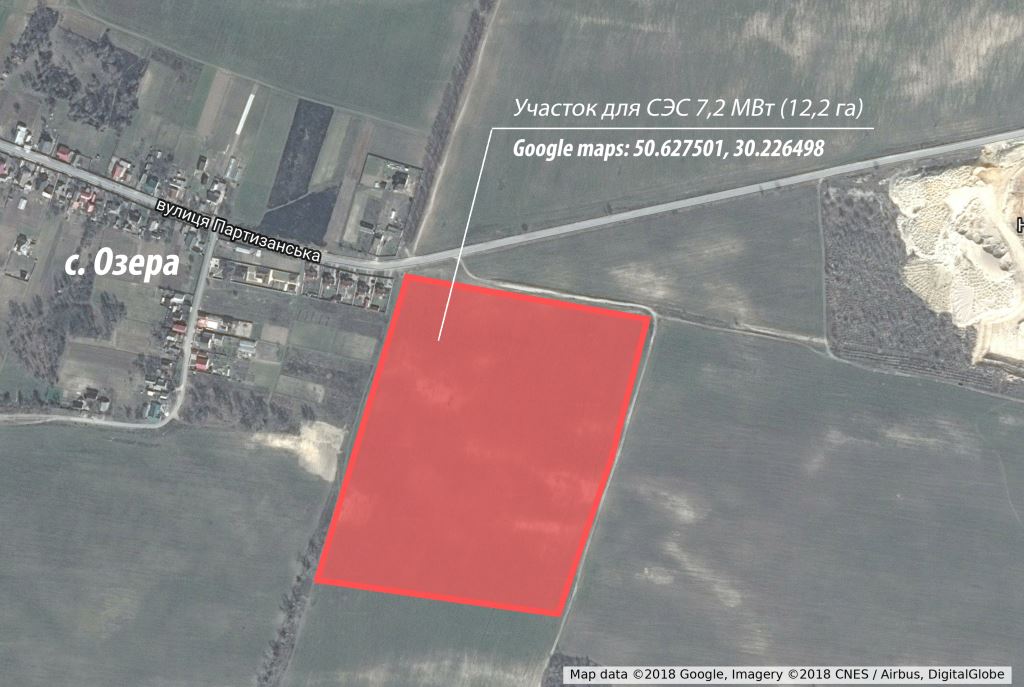Сонячна станція 7,2 МВт map Ozera 12 2 rus